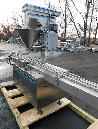 Used MATEER "NEOTRON" AUTOMATIC POWDER FILLER - MODEL 33A WITH CONVEYOR (#9865)