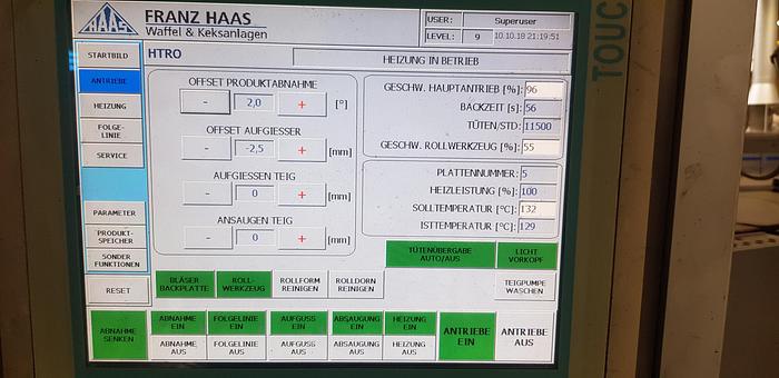 Used (4) Haas rolled wafer cone ovens