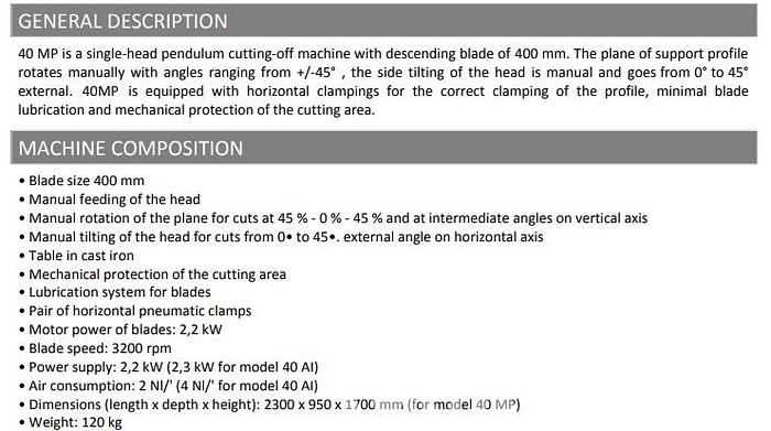 Pertici Single Head Saw 40MP