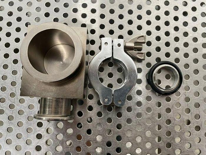 Used Stainless Steel Vacuum Pump Elbow Reducer KF-25 to KF-40 Fitting