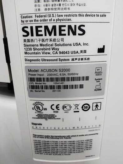 Gebraucht Siemens Acuson S2000 Ultraschallgerät mit Sonde, Farbdrucker und DVD Brenner