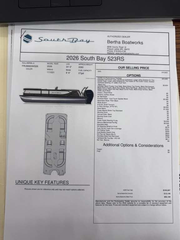 2026 South Bay 523RS 3.0