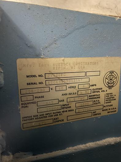 Used 1994 HUEBSCH 12LB GAS DRYERS (2 AVAILABLE)