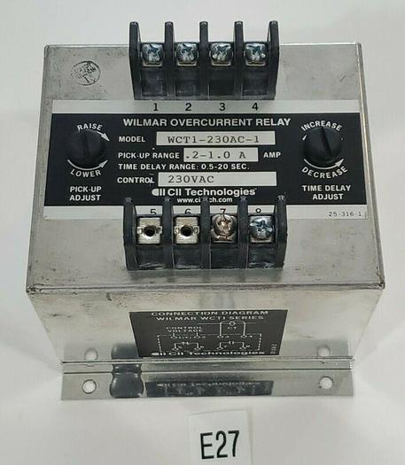 Used *PREOWNED* Wilmar WCT1-230AC-1 Overcurrent Relay .2-1.0A 230 VAC + Warranty!