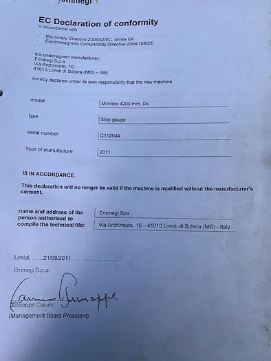 Used 2011 Emmegi 550 SCA Rising Blade Cutting Machine