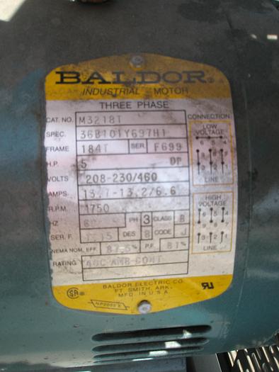 Used Compressor, Air, 5 HP, Curtis Master Line, Receiver Tank, #S736499