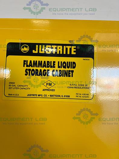 Used Justrite  25602 60 Gallon Flammable Cabinet w/ Soft Close Doors