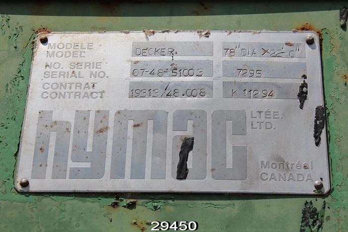 Used Hymac Decker Cylinder Type Thickener #29450