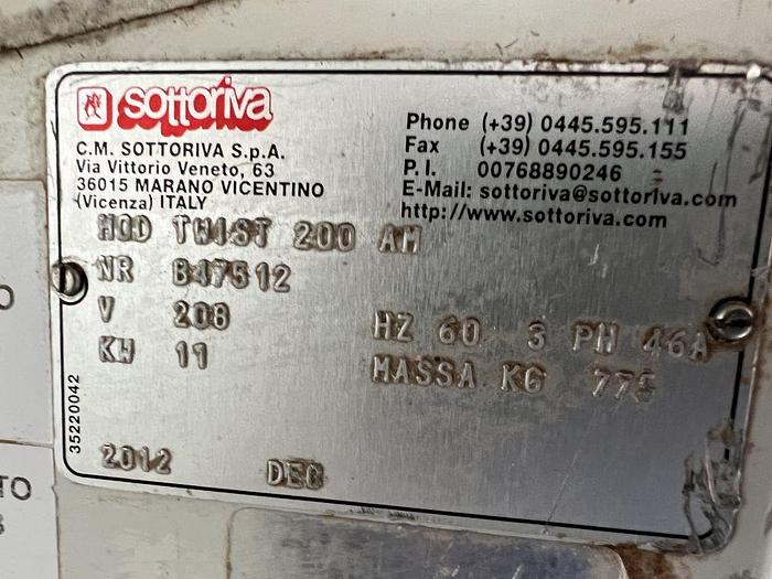 Used Mixer, Dough, Spiral, Sottoriva, Model 200 AM, Stainless Steel #S744800