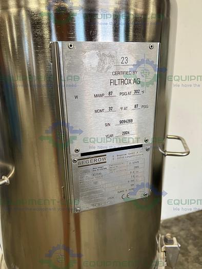 Used Begerow Beco-Integra Stainless Steel Filter Housing w/ Valves, 16" SS Housing
