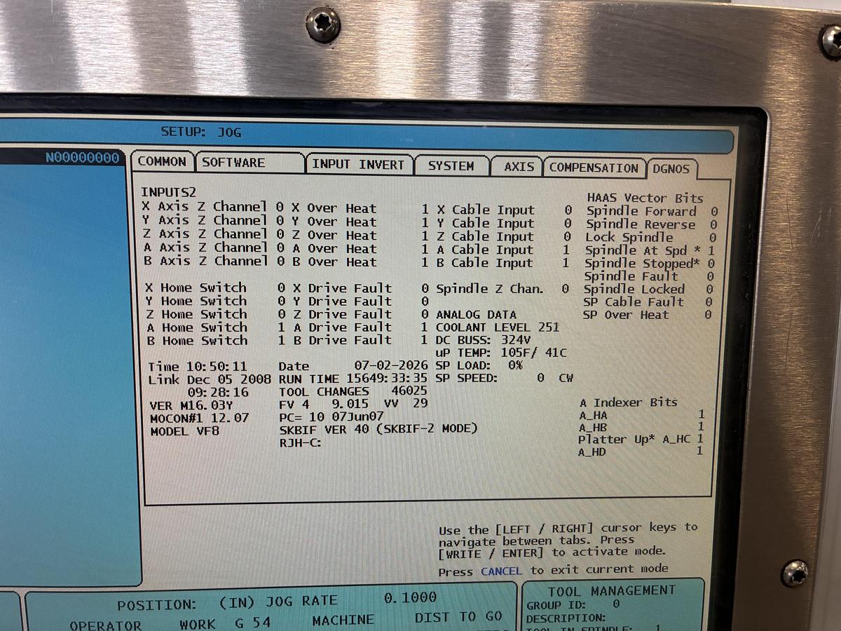 Used 2008 HAAS HAAS VF-8 Cat-50 4-Axis CNC Machining Center