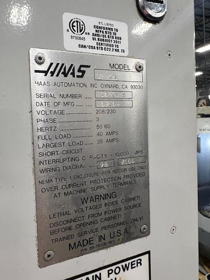 Used 2006 HAAS VF-2 4-Axis CNC Vertical Machining Center