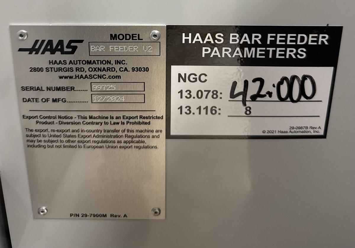 Used 2024 HAAS ST-15Y Sub Spindle CNC Lathe & HAAS Bar Feeder Only 35 Cutting Hours