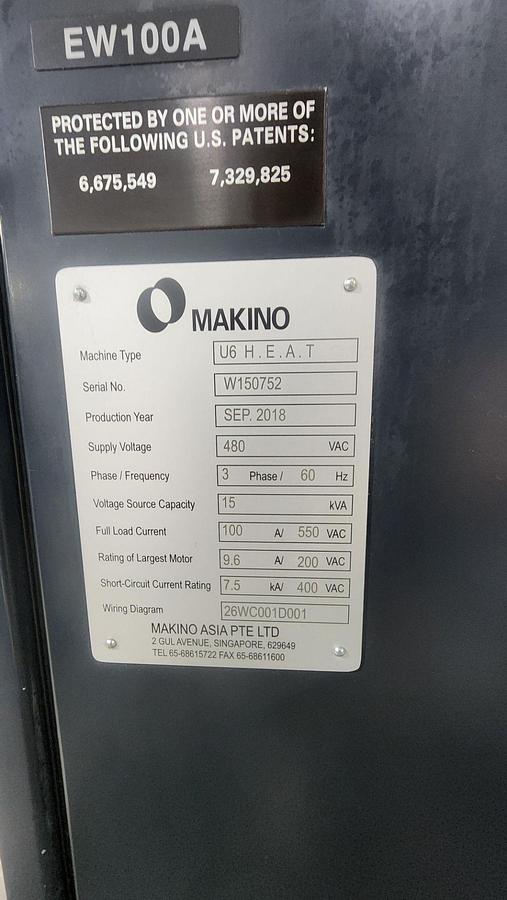 Used 2018 Makino U6 HEAT CNC WIRE EDM with Hyper Control