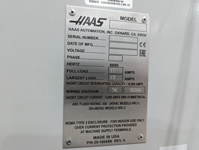 Used 2020 HAAS DT-1 5-Axis with TRT-100 Trunnion CNC Vertical Machining Center ***Low Hours***