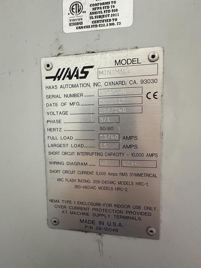 Used 2012 HAAS MINI MILL CNC  Phase 1 or Phase 3