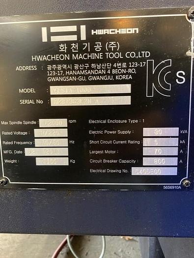 Used 2015 HWACHEON VESTA 1000 12K RPM 4-AXIS Nikken Rotary Table CNC VERTICAL Machining Center