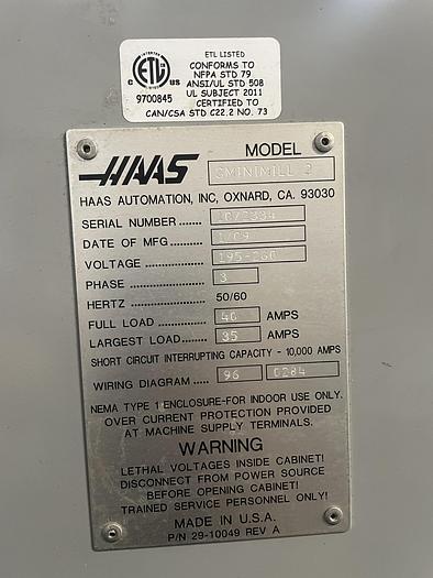 Used 2009 HAAS Super Mini Mill 2 5-Axis Side Mount Tool Changer CNC Vertical Machining Center