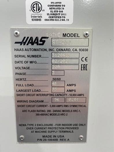 Used 2021 Haas ST20Y CNC Lathe