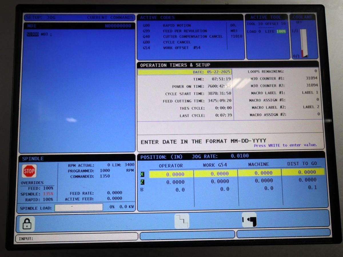 Used 2018 HAAS ST-30 CNC Lathe With Steady Rest and Tailstock Only 3,500 cutting hours