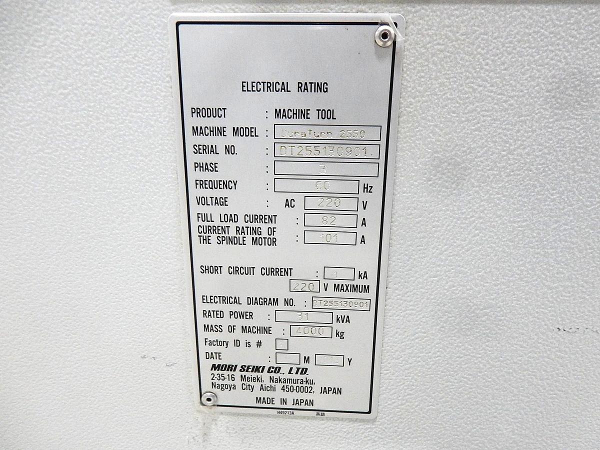 Used 2013 Mori Seiki DuraTurn 2550 CNC Turning Center