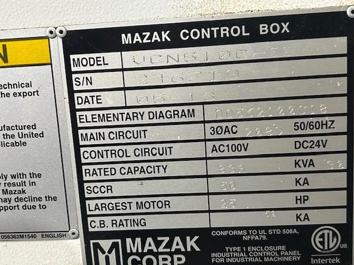 Used 2013 MAZAK VCN 510C 4-Axis Vertical Machining Center