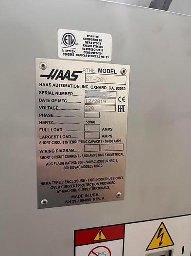 Used 2019 HAAS ST-20Y CNC Turning Center with Sub Spindle Y-Axis and Live Tooling *** Only 499 cutting hours***