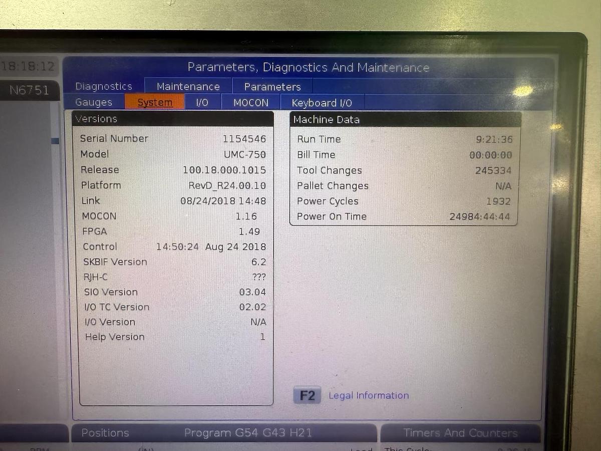 Used 2018 HAAS UMC-750 5-Axis 15,000 rpm CNC Vertical Machining Center