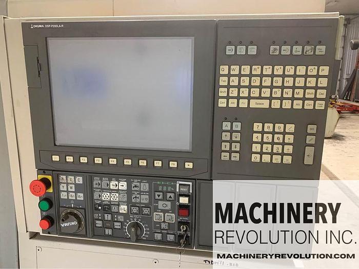 Used 2012 OKUMA Genos L 400 CNC Lathe with TailStock / Automatic Tool Presetter