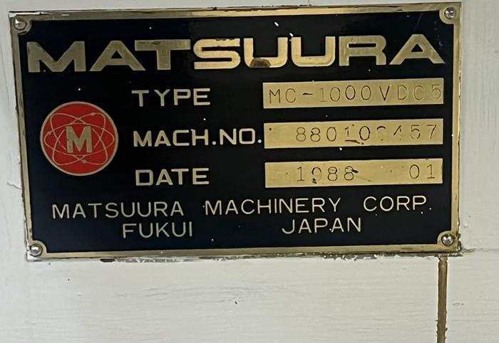 Used 1988 Matsuura MC-1000V-DC Twin Spindle 5-Axis Vertical Machining Center