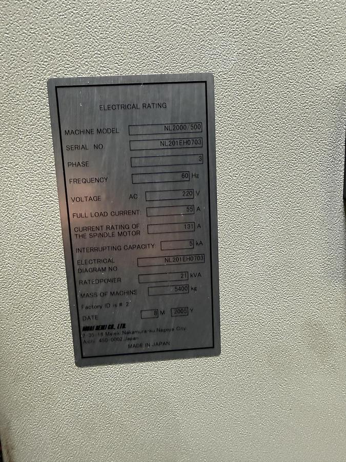 Used 2005 Mori Seiki NL 2000 / 500 CNC Turning Center