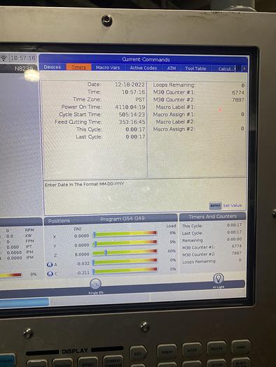 Used 2019 HAAS VF-4SS 5-Axis 12,000RPM TRT-160 CNC Vertical Machining Center ***Low Hours***