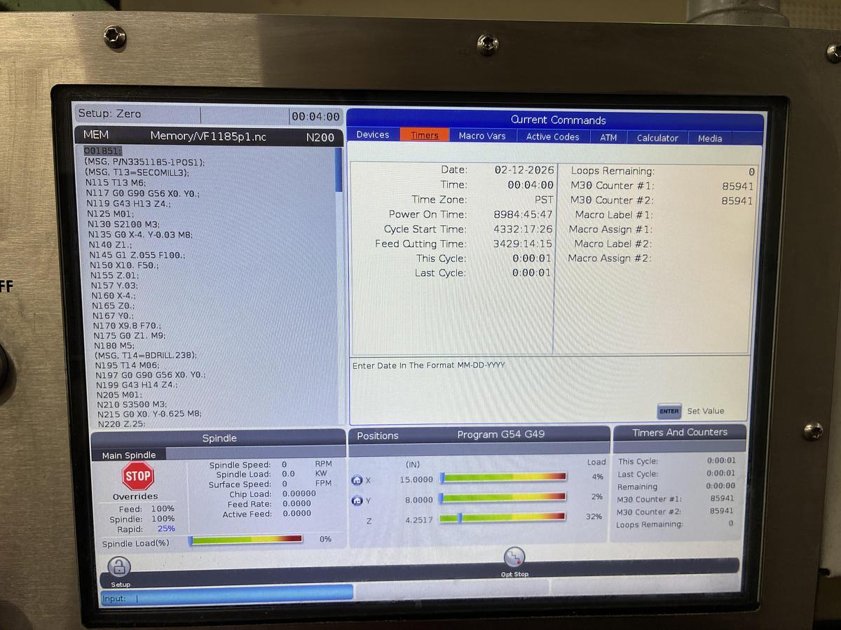 Used 2017 HAAS VF-2 CNC Vertical Machining Center *** Low Hours***