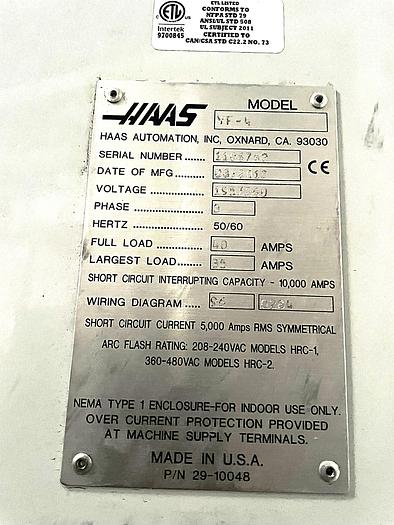 Used 2013 HAAS VF-4 CNC Vertical Machining Center