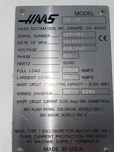 Used 2011 HAAS TM-1P 4-Axis CNC Vertical Machining Center