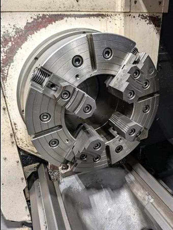 Used 2015 MAZAK POWERMASTER UNIVERSAL 3000 25" Chuck 122.5" Between Centers Programmable Tailstock