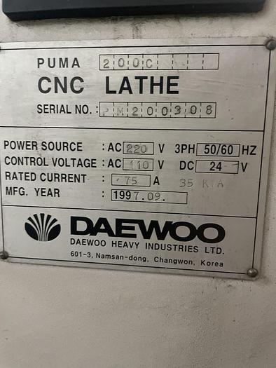 Used 1997 DAEWOO PUMA 200C CNC Turning Center with Bar Feeder