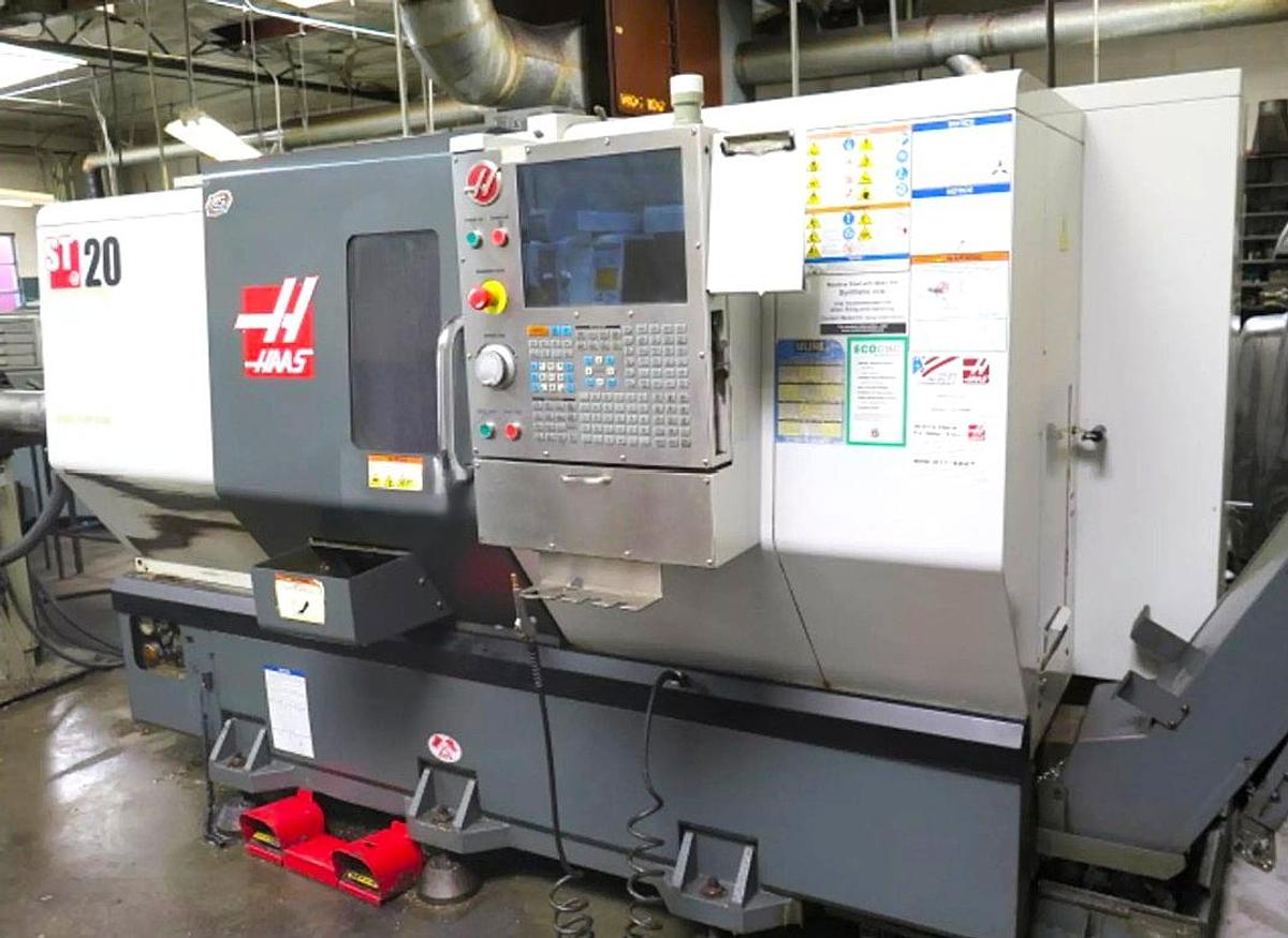 Used 2011 HAAS ST-20 CNC LATHE with Tailstock, PreSetter LNS Hydrobar Hydraulic Bar Feed