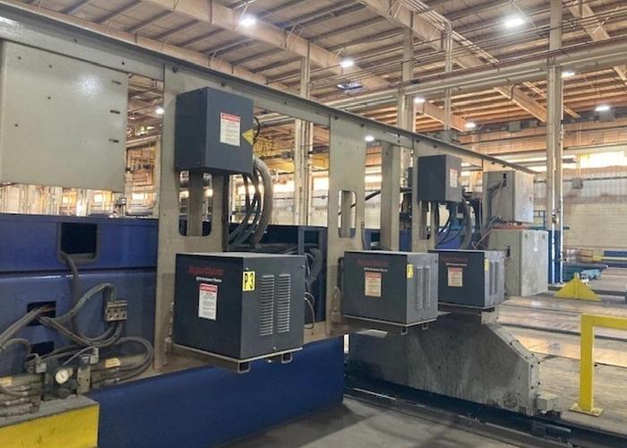 Used 2012 MESSER MPC 2016LP 15’ X 108’ Plasma System   MESSER Global CNC Control Version #4 with DNC Connection and Ethernet Capability  The MESSER MPC 2016LP Modular Rail System can be set up to be 10 Feet Long to 108 Feet Long as needed.  As your capability grows this Messer is designed to grow with it.    This large table option gives you flexible automation, to fit your individual needs of how many sheets you can lay on the table.    Maximizing space and cutting time.  Bridge Width: 19'-0" (Rail to Rail Center)  Y-AXIS Cutting Width: 15'-8"  X-AXIS Cutting Length: 108'-4" with Supplied Rail  19’ Cut-Width  108’ Cut-Length  3 Plasma Torches  (3) Independent Hypertherm Plasma Torches with Robotic Bevel Capabilities  Torch Configuration:  #1 Profile  #2 Robotic Bevel Head  #3 Profile Lifters / Leads Hypertherm  Hyper-Performance Plasma HPR260XD (Internal Chiller)