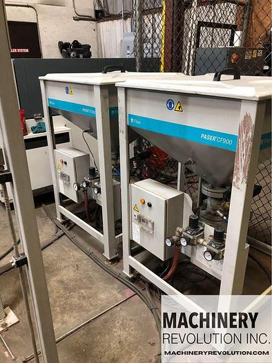 Used 2018 FLOW Mach 2 1313 60,000PSI 4' x 4' Dual Head CNC WaterJet Dual Feed Abrasive Hopper