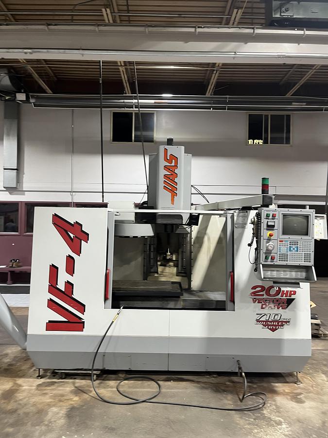 Used 1998 HAAS VF-4 4-Axis & HRT-210 Rotary Table CNC Vertical Machining Center