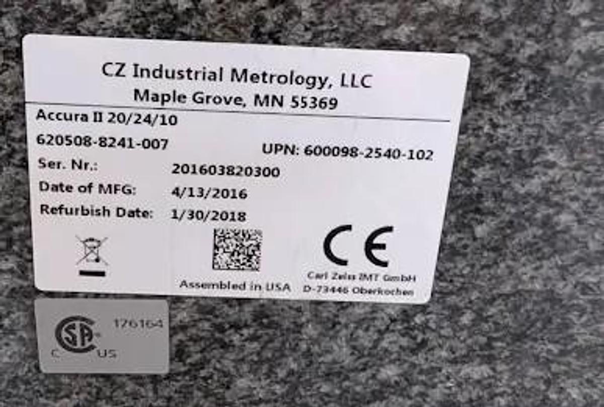 Used 2016 ZEISS Accura II 2000/2400/1000 CMM