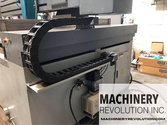 Used 2018 FLOW Mach 2 1313 60,000PSI 4' x 4' Dual Head CNC WaterJet Dual Feed Abrasive Hopper