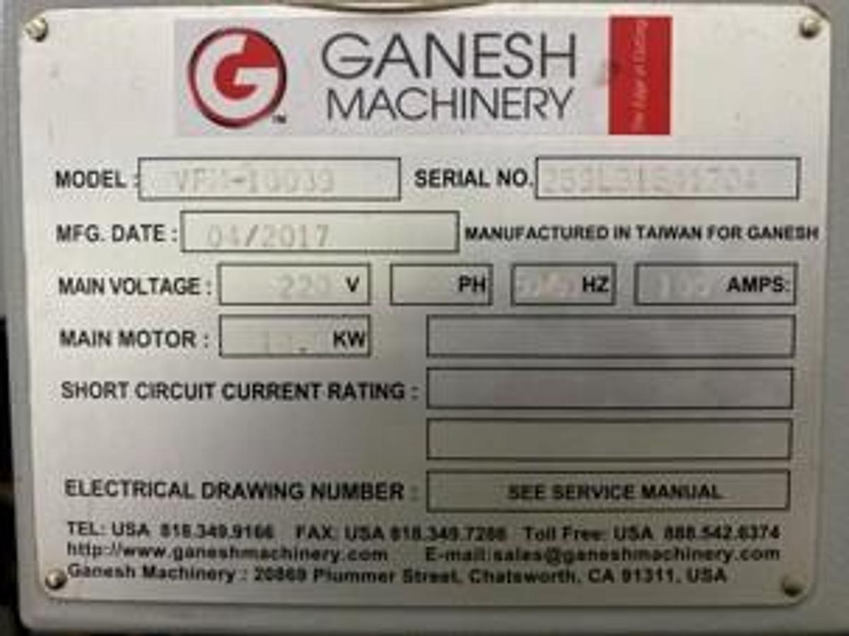 Used 2017 GANESH VFM-10039 Express Vertical Machining Center
