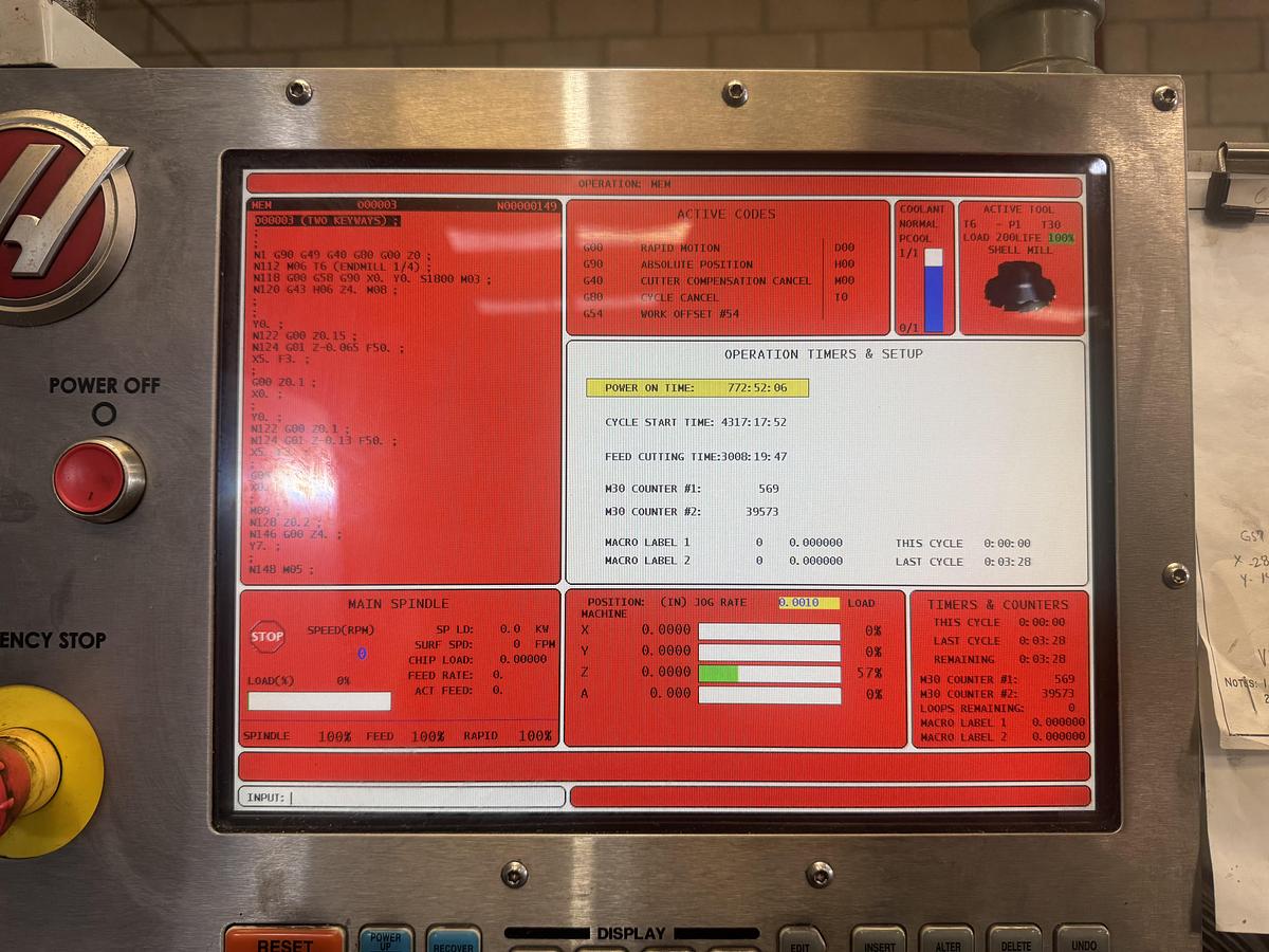 Used 2010 HAAS VF-4 CNC Vertical Machining Center