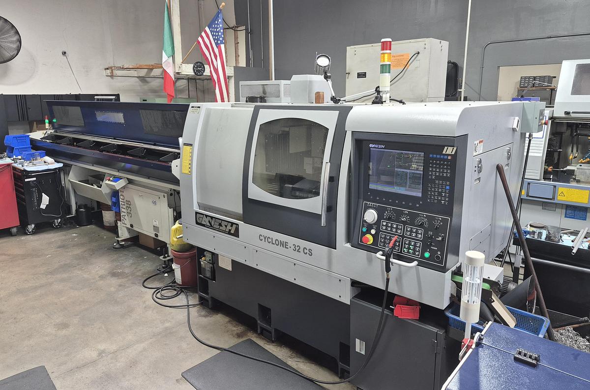 Used 2014 Ganesh CYCLONE 32 CS 7-Axis Swiss Turning Center with Edge Patriot Bar Feeder