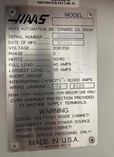 Used 2006 HAAS GR-510 CNC Router