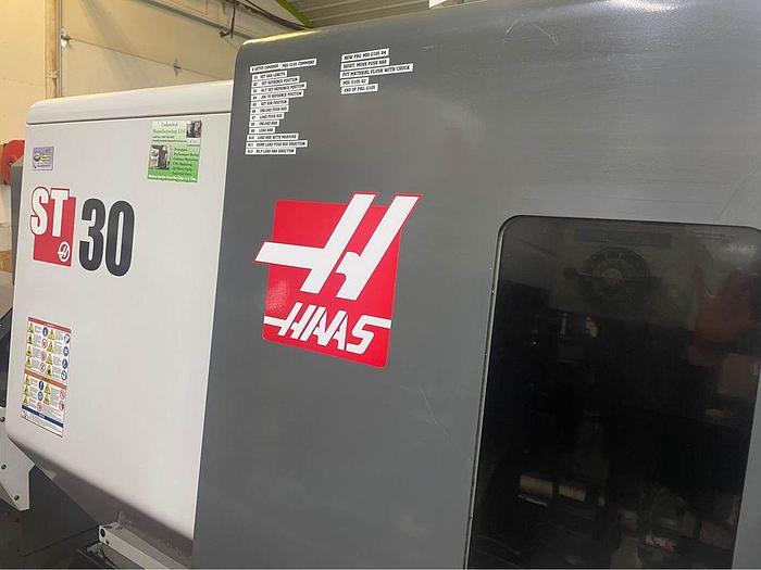 Used 2014 HAAS ST-30 CNC Lathe Turning Center with Bar Feeder / Probing / High Pressure Coolant / Programmable Tailstock ***Low Hours***