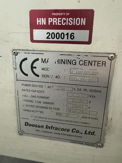 Used 2006 DOOSAN DMV-5025/50 Vertical Machining Center
