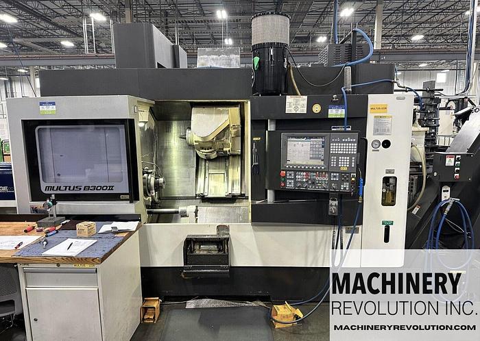 Used 2016 OKUMA Multus B 300 BB SBW II CNC Mill Turn Center with Milling Head / Dual Spindle / Live Milling / TSC / 120 Tools / BarFeeder
